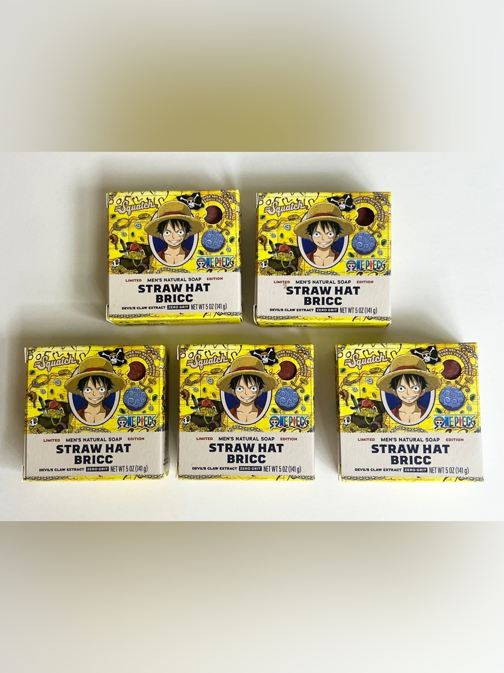 x5 DR SQUATCH x ONE PIECE Ltd Ed Straw Hat Bricc Bar Soap Luffy Zero Grit 5 oz